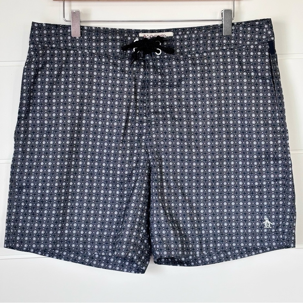 Original Penguin Lightweight Black and White Swim Shorts Size 34